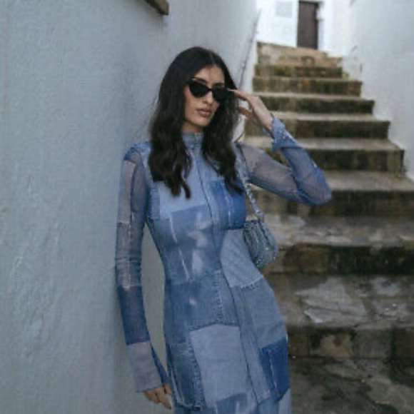 ZARA BLOGGERS FAV PATCHWORK WORK TULLE DRESS - Picture 7 of 14